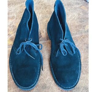 Clarks Mens Desert Boots Navy Blue Suede Chukka Lace Up Size 9M